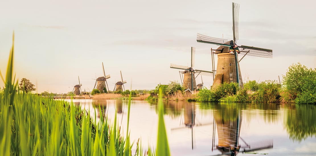The windmills in Kinderdijk, The Netherlands